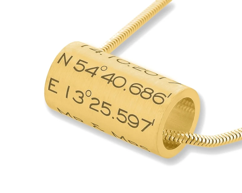 KOORDINATEN KETTE VERGOLDET WUNSCHGRAVUR GPS DATEN GESCHENK FÜR MANN & FRAU
