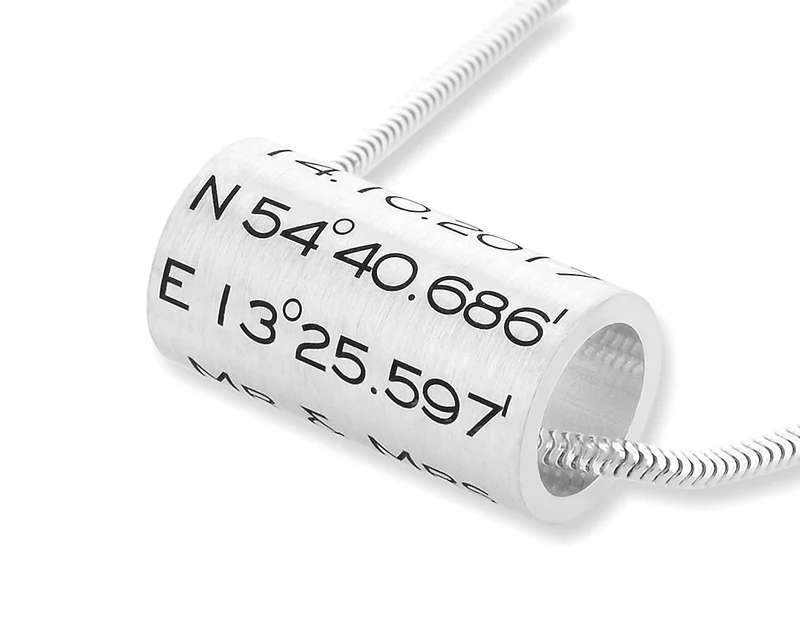 HALSKETTE MIT DEINEN KOORDINATEN GRAVUR DAMEN KETTE 925 SILBER SCHMUCK