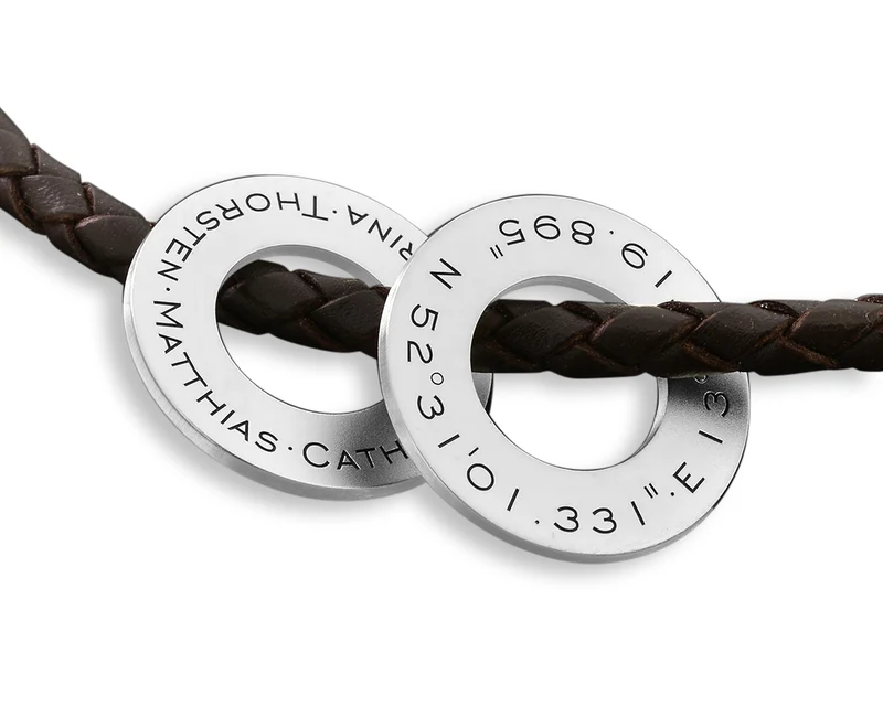 LEDERKETTE MIT 925 SILBER ANHÄNGER GRAVUR PERSONALISIERTER SCHMUCK