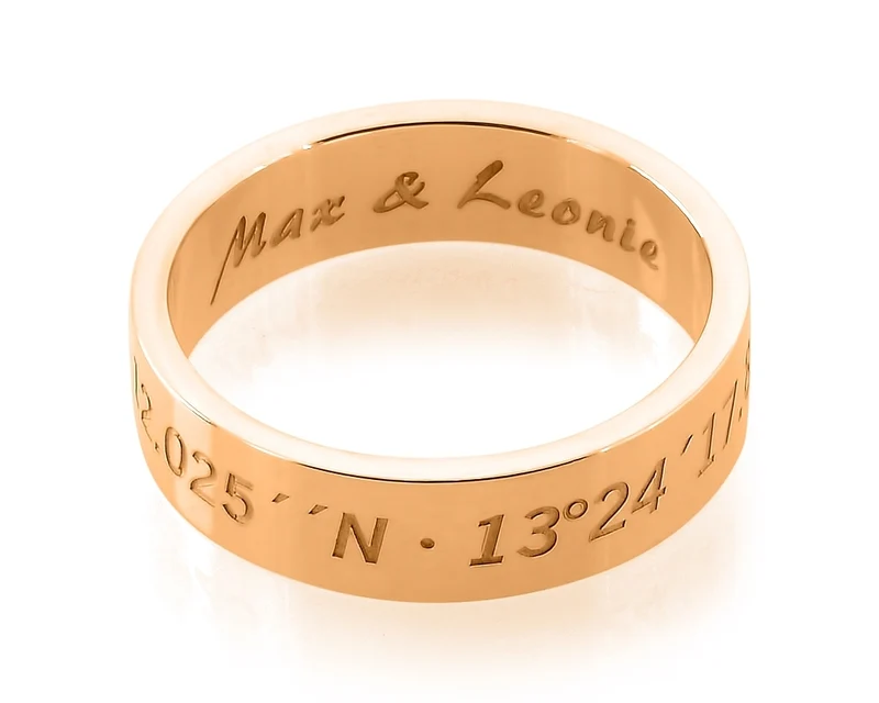 RING MIT GRAVUR FINGER RING GRAVUR TEXT DESIGNER RING ROSÉ DAMEN