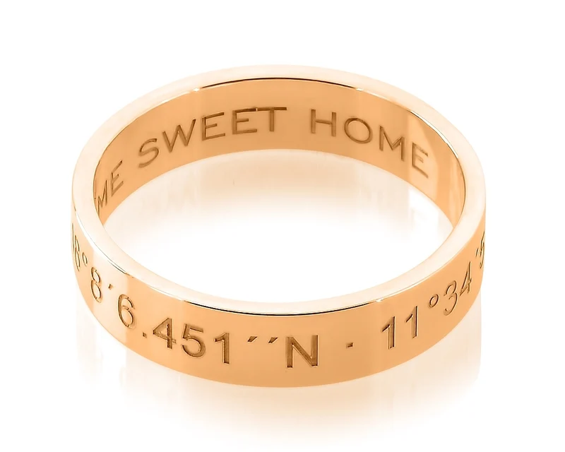 DAMEN RING ROSÉ GOLD KOORDINATEN RING FINGERRING MIT GRAVUR