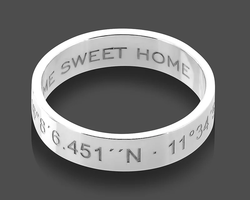 SILBERRING MIT GRAVUR, KOORDINATEN SCHMUCK, FREUNDSCHAFTSRING MIT GRAVUR