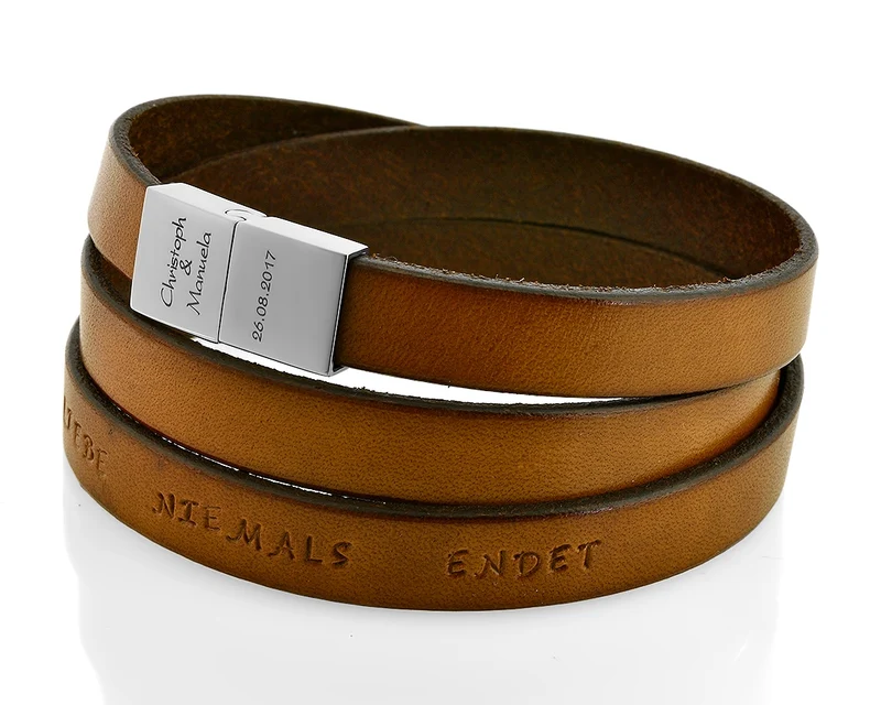 MÄNNERARMBAND LEDER HERREN ARMBAND SCHMUCK FÜR PAPA GRAVUR