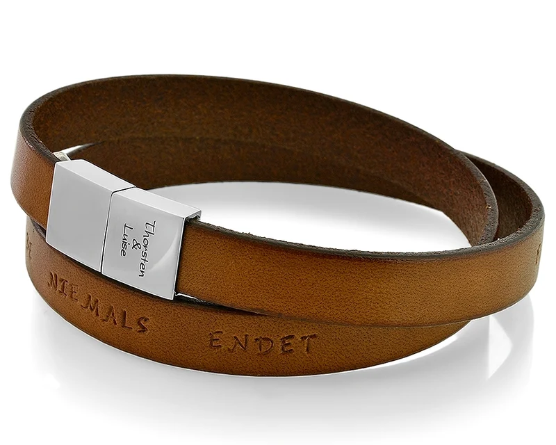 HERREN ARMBAND LEDER BRAUN PERSONALSIERBAR LEDERARMBAND GRAVUR MANN