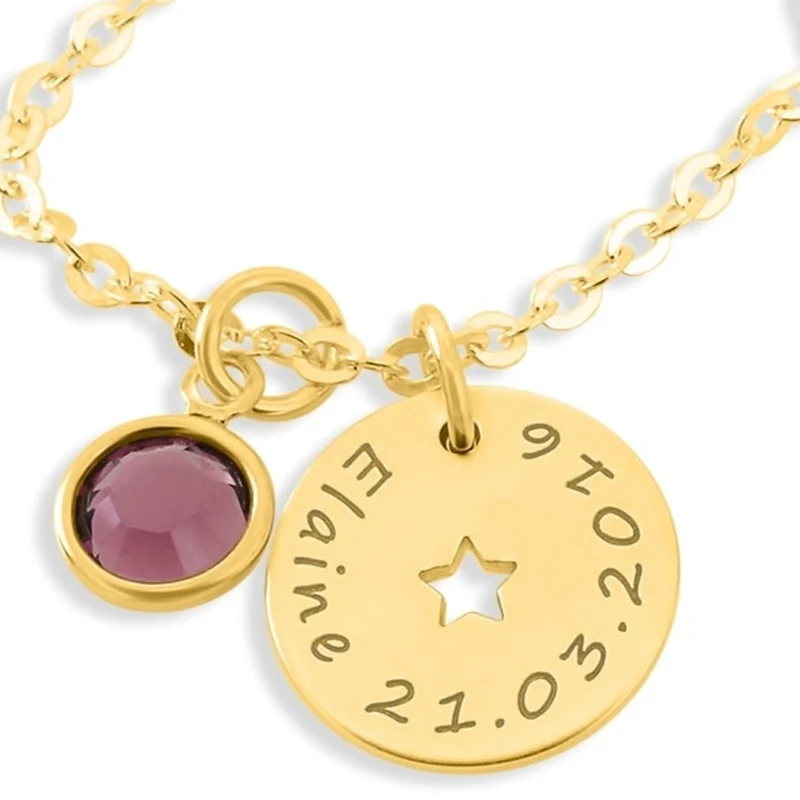 KETTE MIT NAMEN VERGOLDET GESCHENK ZUR GEBURT NAMENSKETTE GOLD