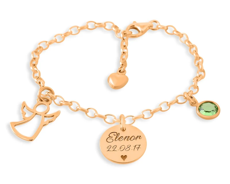 NAMENSARMBAND MIT GRAVUR TAUFGESCHENK PERSONALISIERTE "MINI" GESCHENKSCHACHTEL