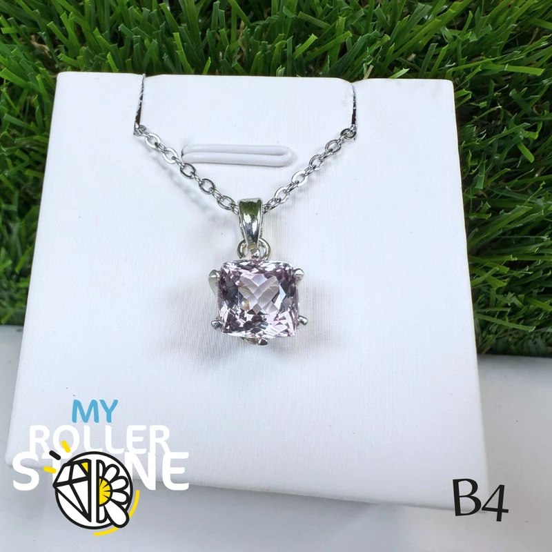 Kunzit Edelstein Qualität und 925 Silber Anhänger B4