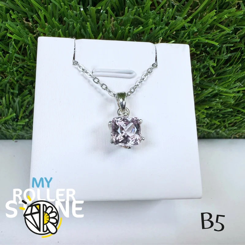 Kunzit Edelstein Qualität und 925 Silber Anhänger B5