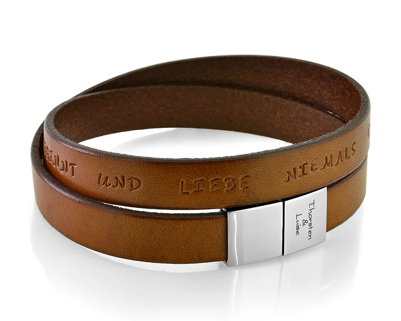LEDERARMBAND BRAUN ARMBAND MÄNNER WUNSCHTEXT GESCHENK PAPA