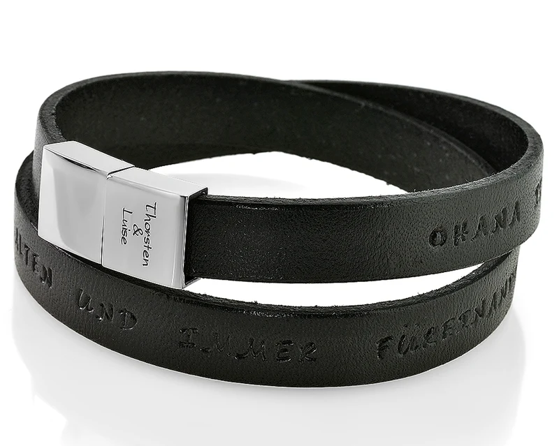 ARMBAND LEDER NAMEN GRAVUR MÄNNER LEDERARMBAND SCHWARZ HERRENARMBAND