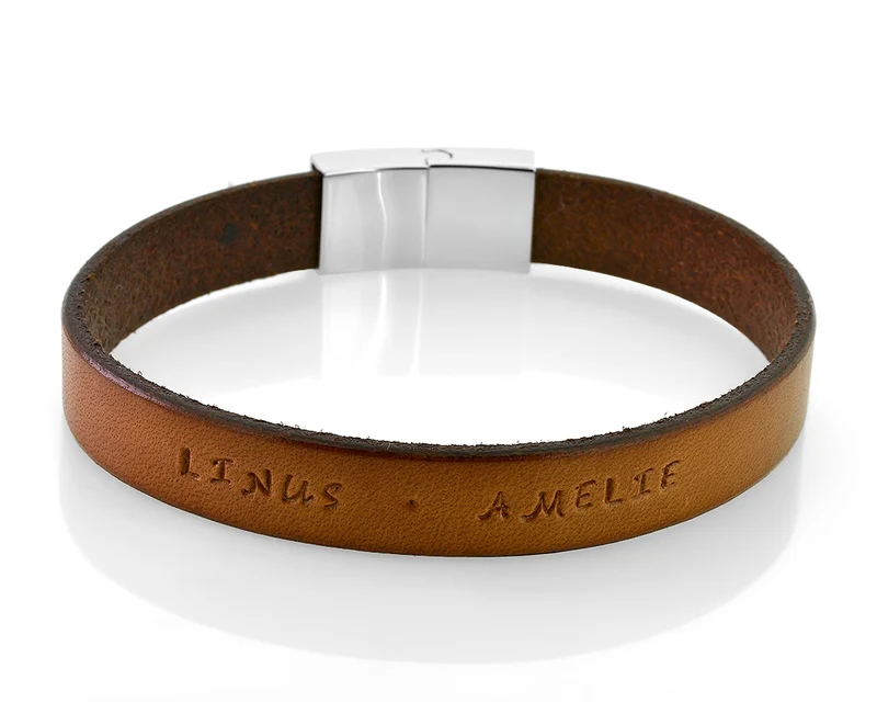 MÄNNER ARMBAND BRAUN GRAVUR LEDERARMBAND PERSONALISIERT HERRENARMBAND