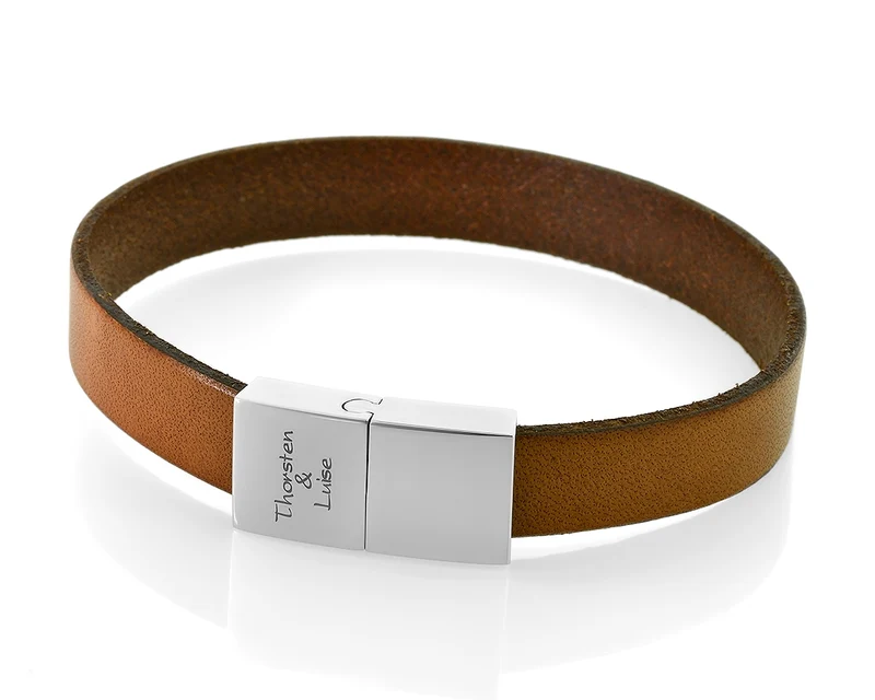MÄNNER ARMBAND BRAUN GRAVUR LEDERARMBAND PERSONALISIERT HERRENARMBAND