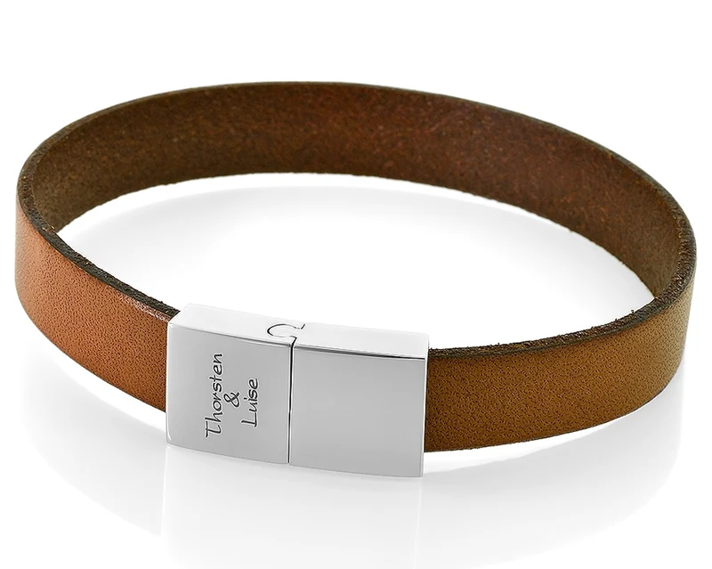 LEDERARMBAND BRAUN HERREN NAMEN MÄNNER ARMBAND LEDER MIT GRAVUR