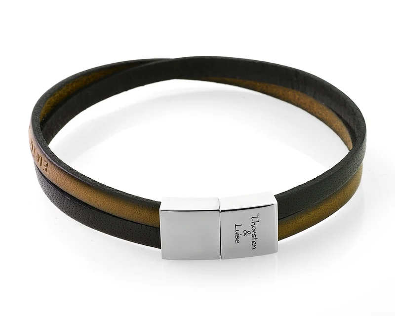 LEDERARMBAND MIT GRAVUR HERRENARMBAND MÄNNER ARMBAND PAPA