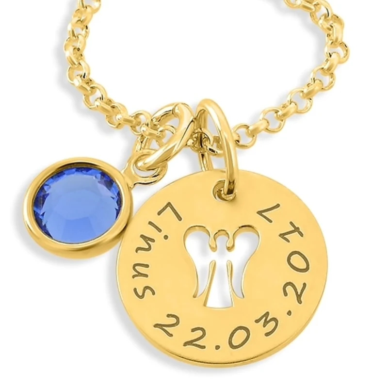TAUFSCHMUCK GOLD GRAVUR SCHUTZENGEL KETTE NAMENSKETTE ENGEL TAUFKETTE