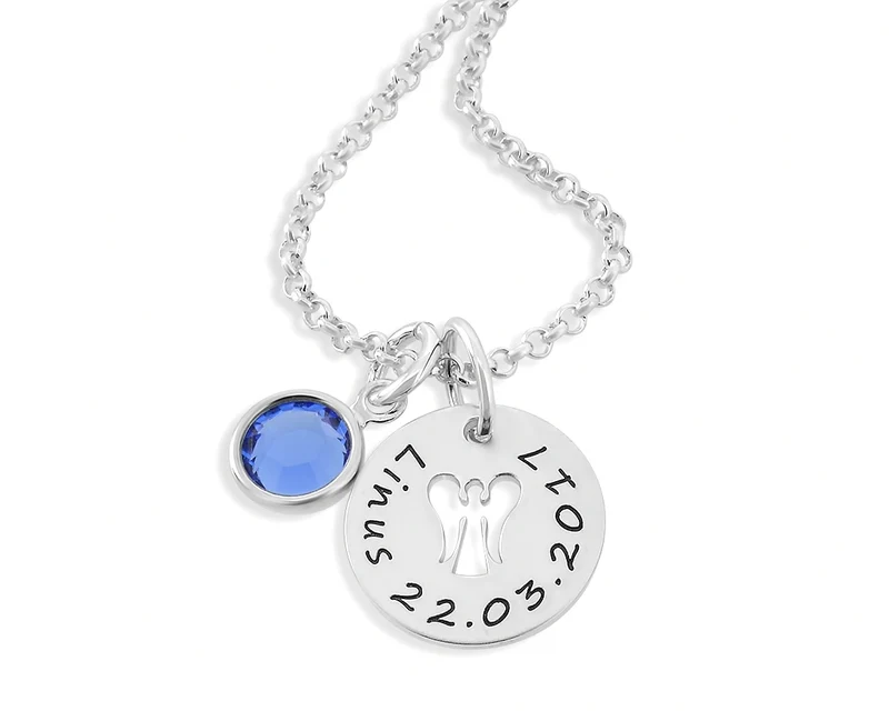 KETTE TAUFE SCHUTZENGEL NAMENSKETTE GRAVUR TAUFGESCHENK 925 SILBER JUNGE