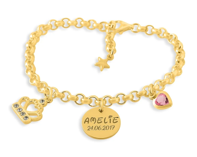 SILBERARMBAND PRINZESSIN MIT GRAVUR KINDERARMBAND SCHACHTEL