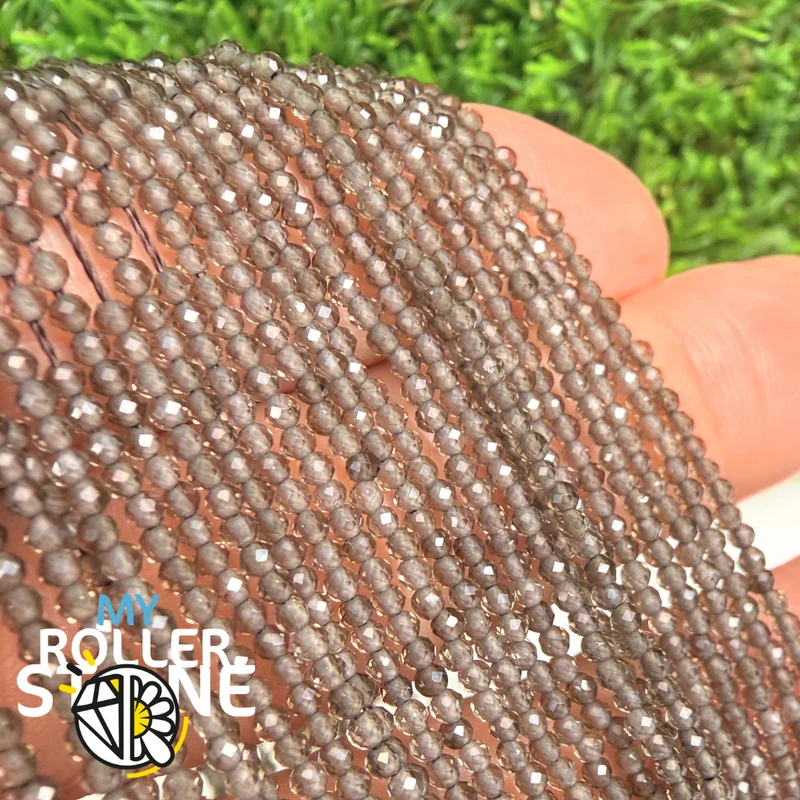 3A Rauchquarz facettierte Perle (2MM)