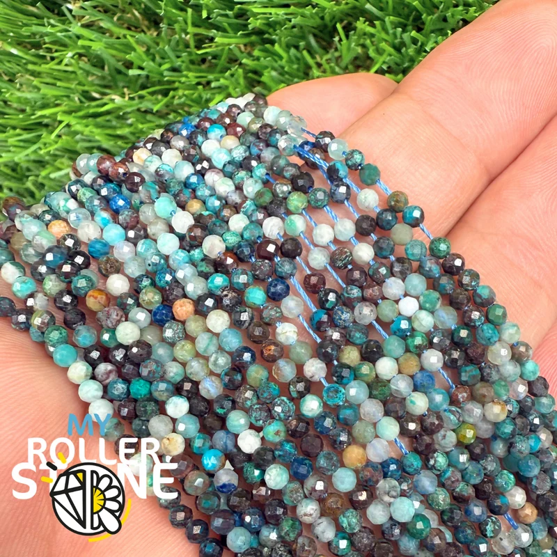 Facettierte Chrysokollperle 1A