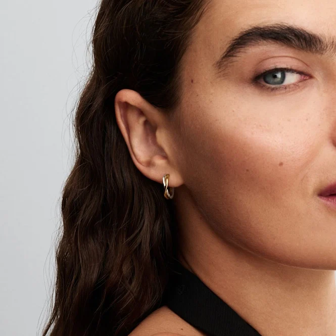 Organically Shaped Two-Tone Open Hoop Earrings