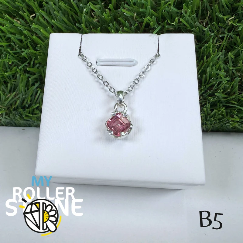 „Santa Rosa“ Rosa Turmalin und 925 Silber Anhänger B5
