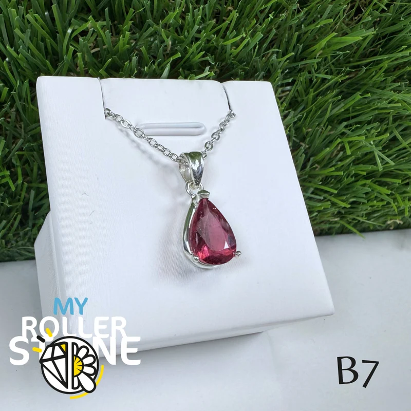 „Santa Rosa“ Rosa Turmalin und 925 Silber Anhänger B7