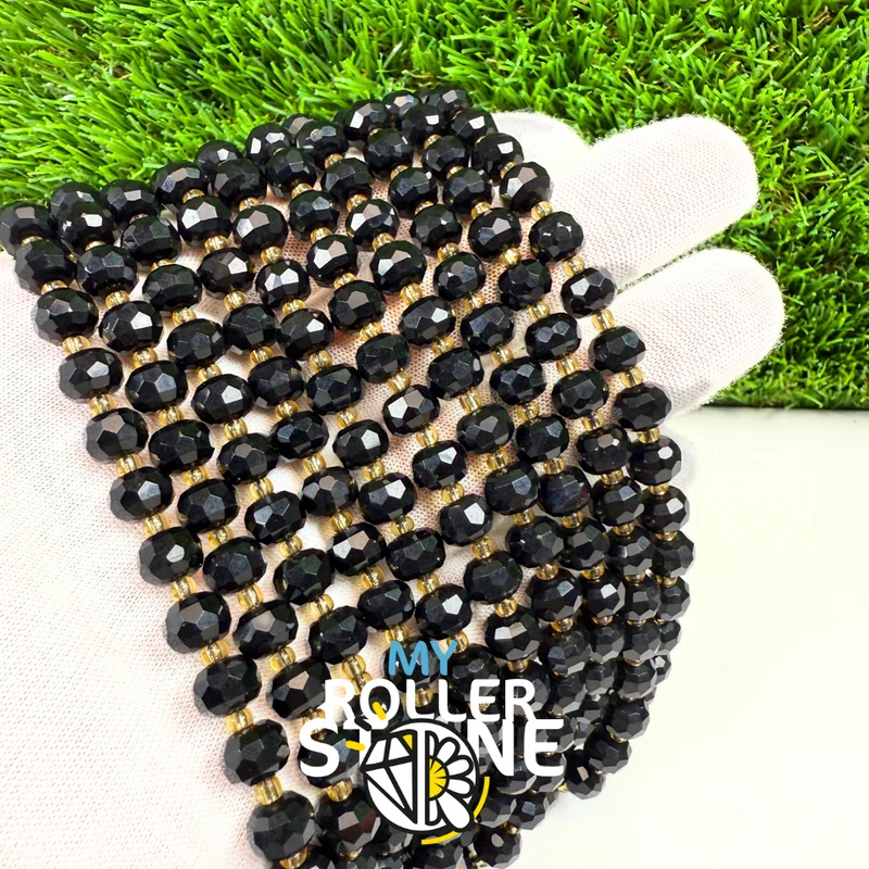 3A Onyx facettierte gewölbte Rondellperle