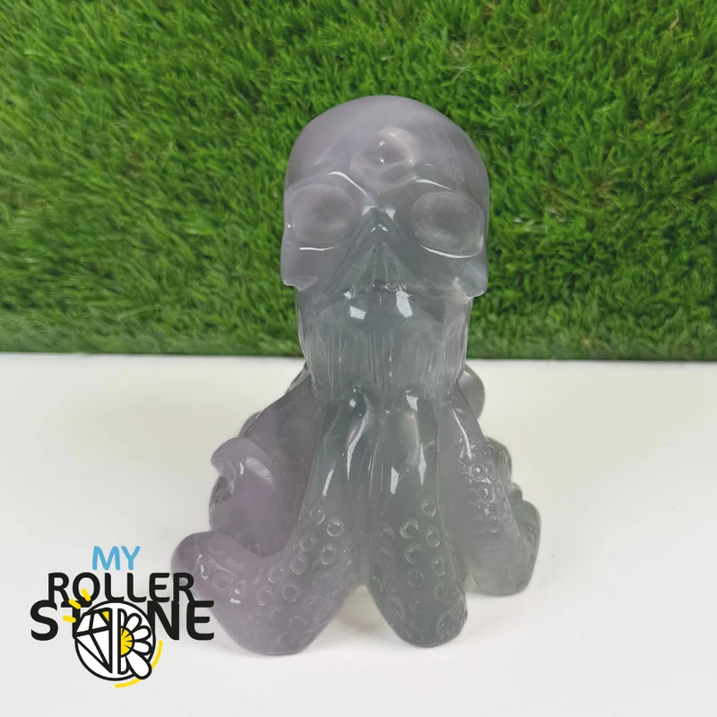 Fluorit-Oktopus-Schädel-Skulptur