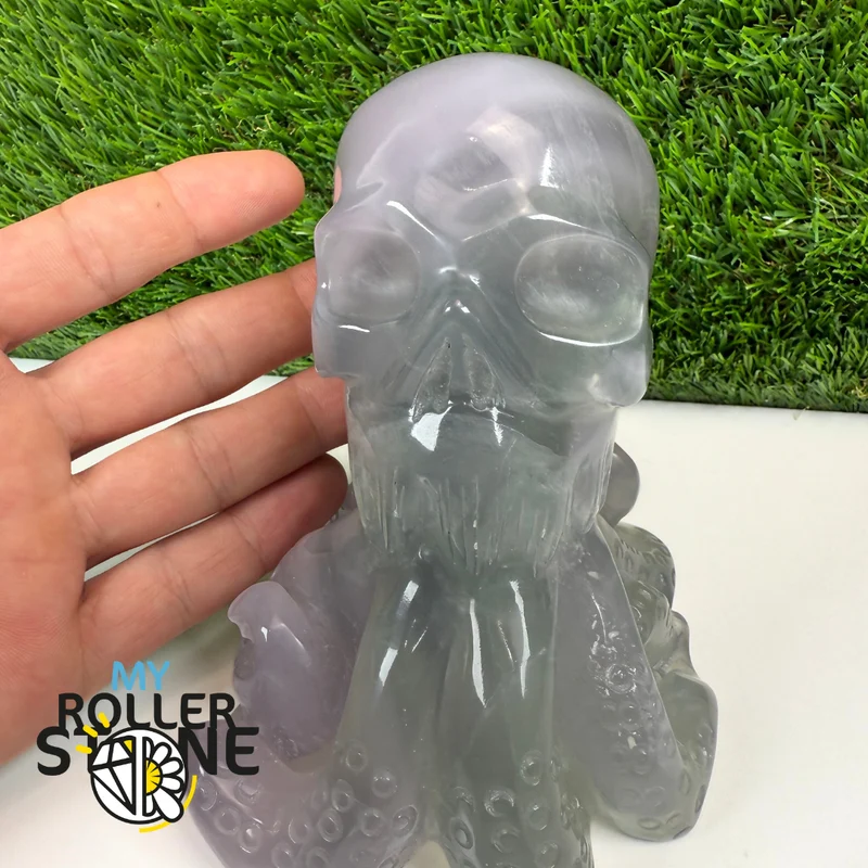 Fluorit-Oktopus-Schädel-Skulptur