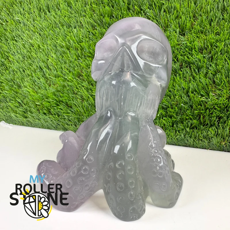 Fluorit-Oktopus-Schädel-Skulptur