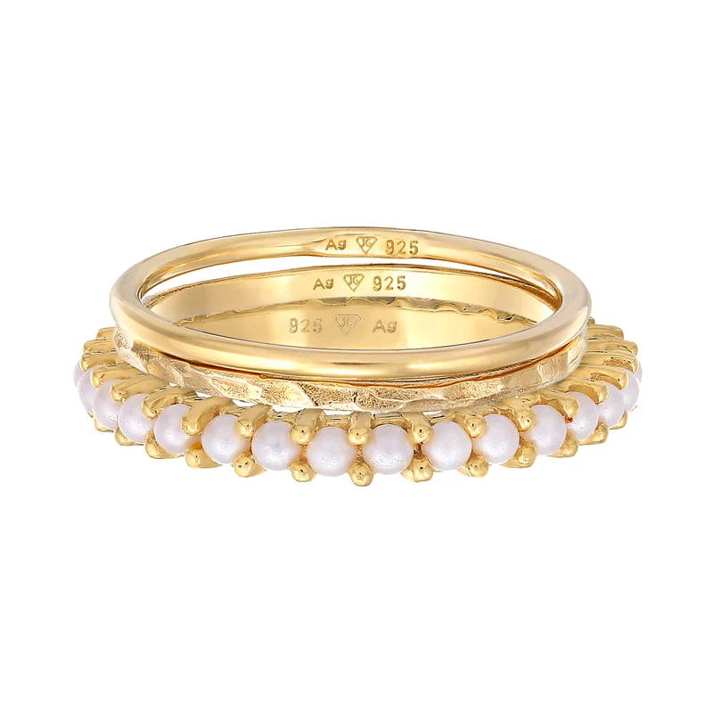 Stapelring 3er Set Elegant | Perlen