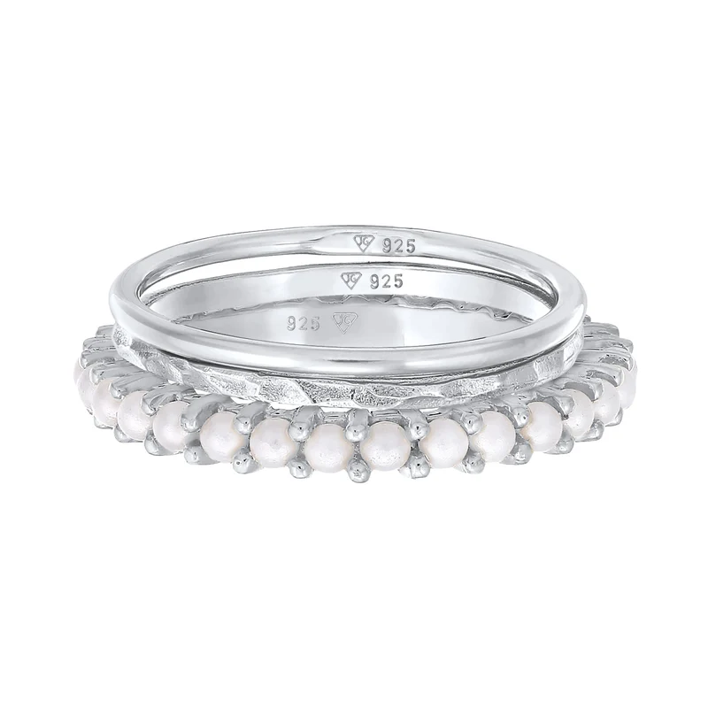 Stapelring 3er Set Elegant | Perlen