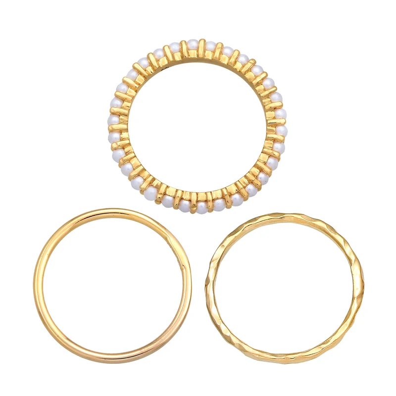 Stapelring 3er Set Elegant | Perlen