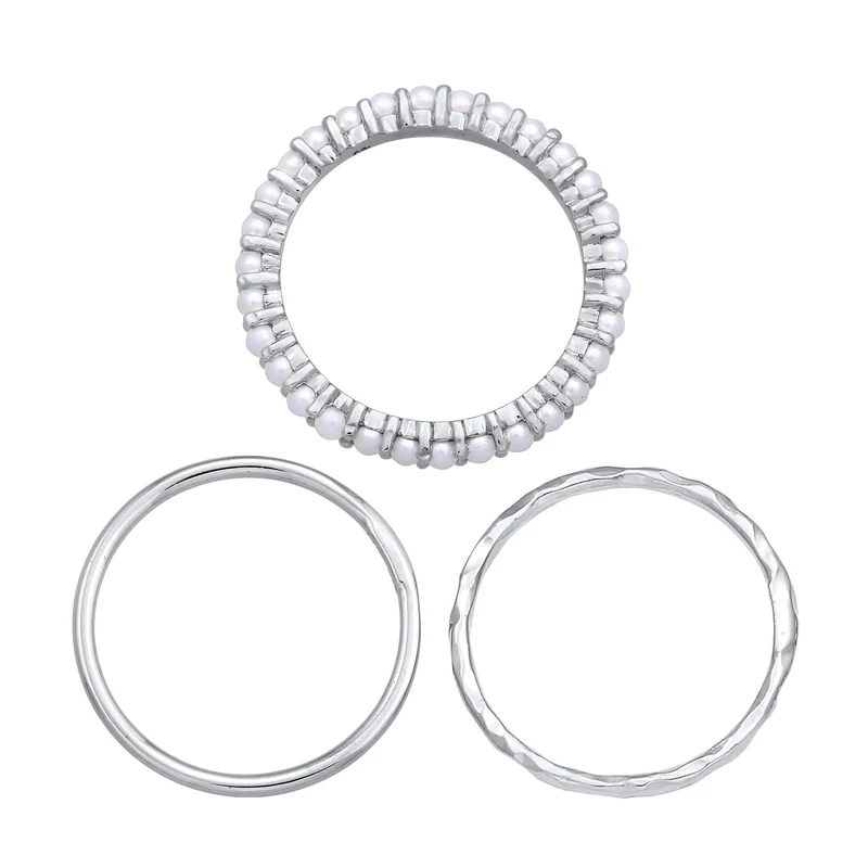 Stapelring 3er Set Elegant | Perlen