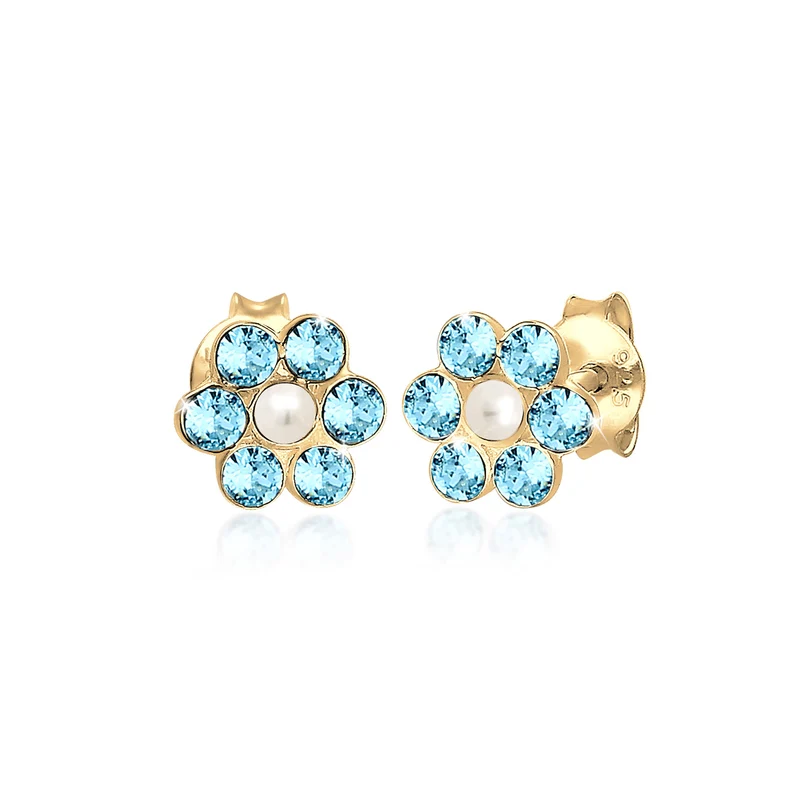 Ohrring Blume | Perle, Kristall ( Rosa )