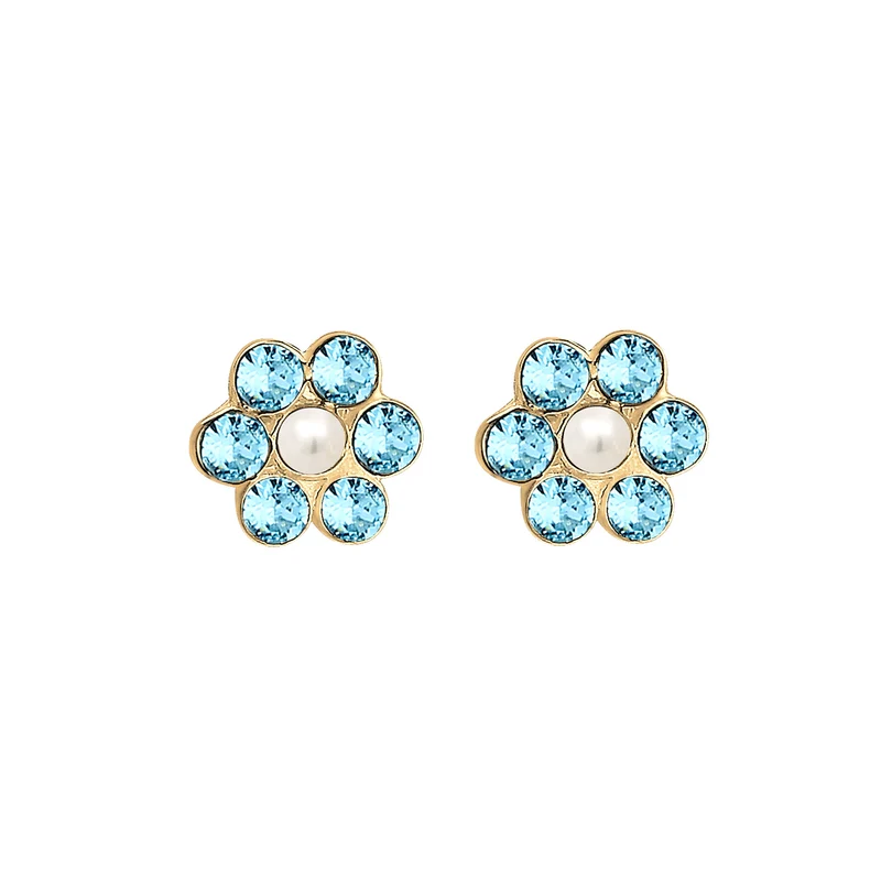 Ohrring Blume | Perle, Kristall ( Rosa )