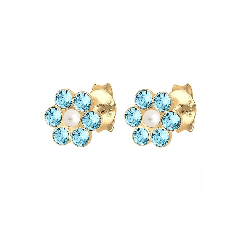Ohrring Blume | Perle, Kristall ( Rosa )