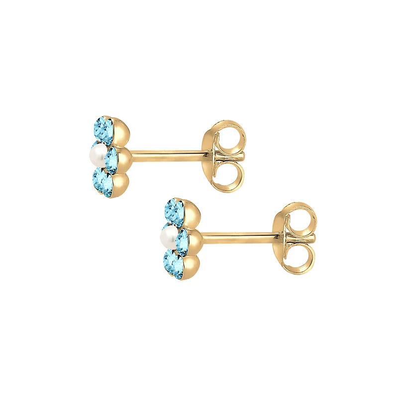 Ohrring Blume | Perle, Kristall ( Rosa )