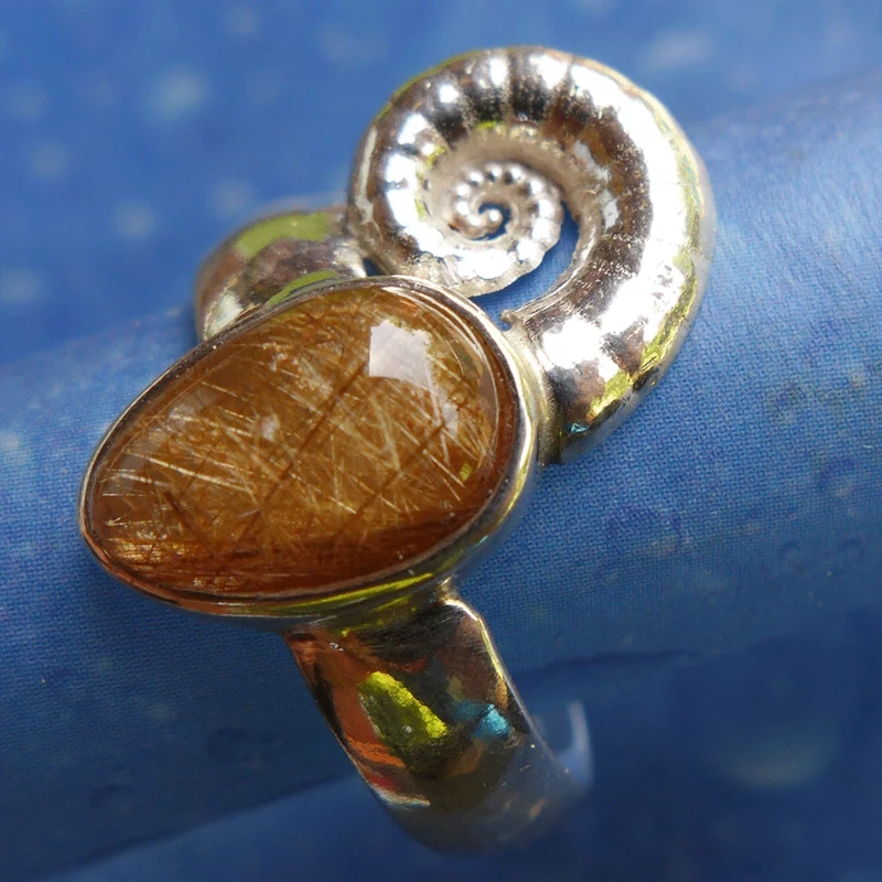 Rutilquarz Ring Silber Posthörnchen