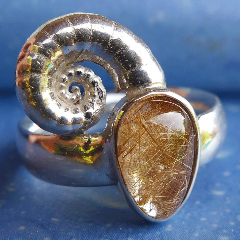 Rutilquarz Ring Silber Posthörnchen