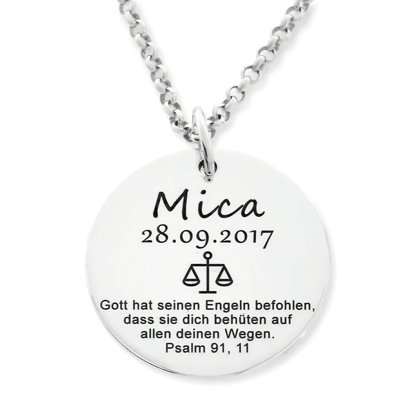 SILBERKETTE MIT GRAVUR, KETTE MIT NAMEN, GESCHENK ZUR TAUFE