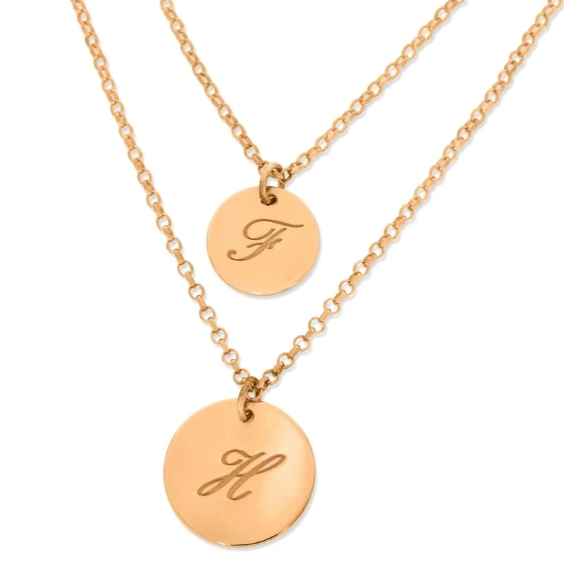 MULTI-LAYER KETTE MIT GRAVUR DAMEN HALSKETTE 925 SILBER ROSÉ VERGOLDET DAMENSCHMUCK
