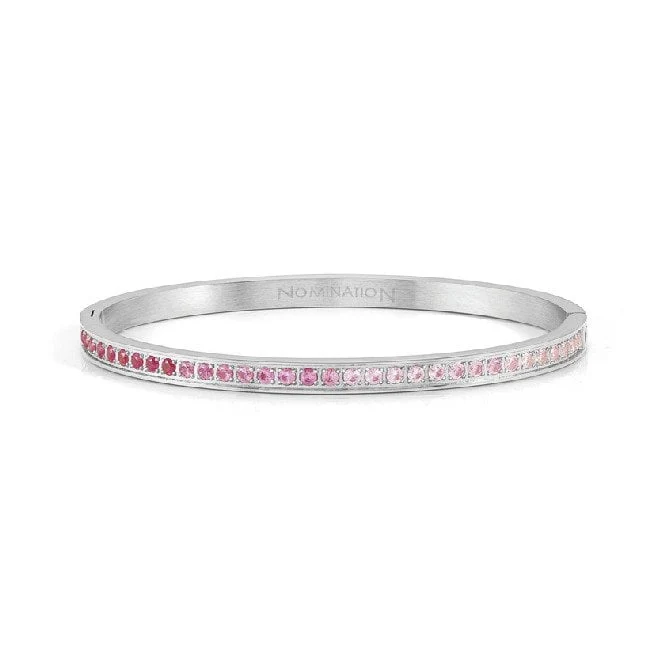 Pretty Bangles Large Bracelet in Silver & Pink CZ