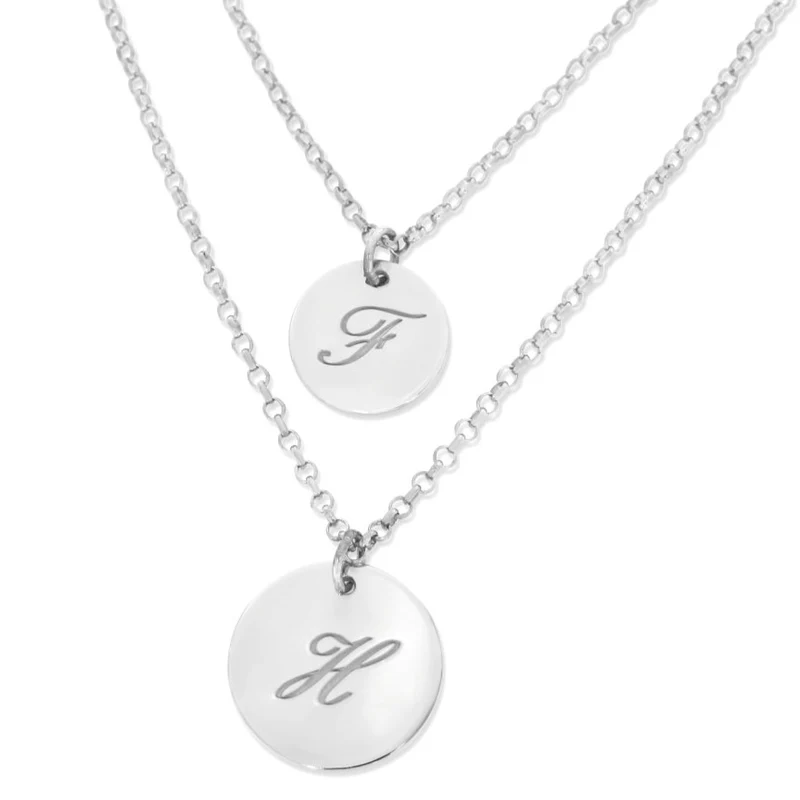 LAYER KETTE 925 SILBER KETTE MIT GRAVUR DAMEN HALSKETTE INITIALIEN BUCHSTABEN