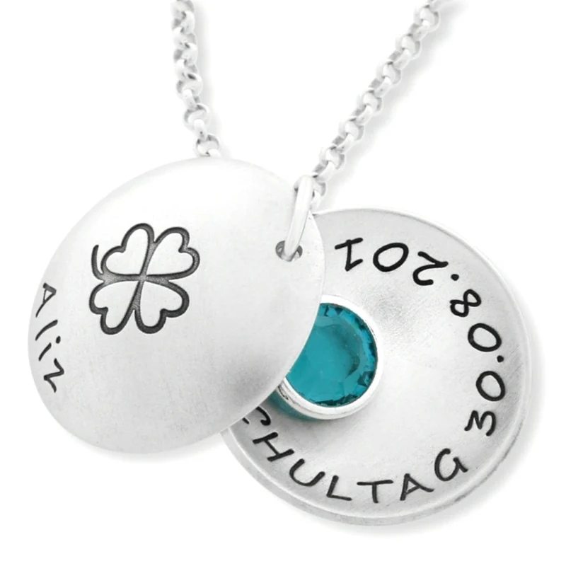 MEDAILLON MIT GRAVUR GESCHENK ZUR TAUFE EINSCHULUNG 925 SILBER KINDERKETTE SCHULANFANG
