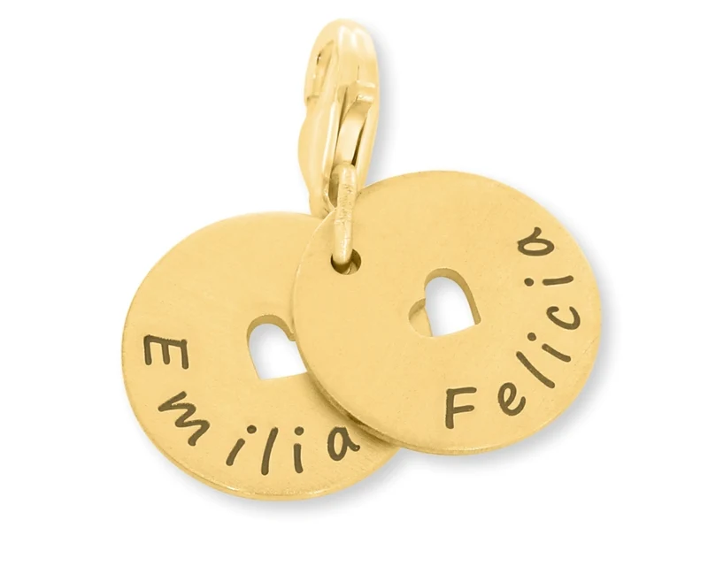CHARMS PERSONALISIERT 925 SILBER VERGOLDET GRAVUR ANHÄNGER GESCHENK GEBURT