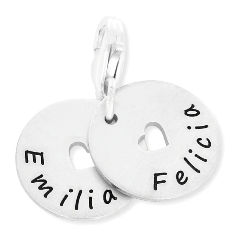 SILBER CHARM MIT GRAVUR 925 SILBER ANNHÄNGER NAMEN GESCHENK ZUR GEBURT NAMENSANHÄNGER