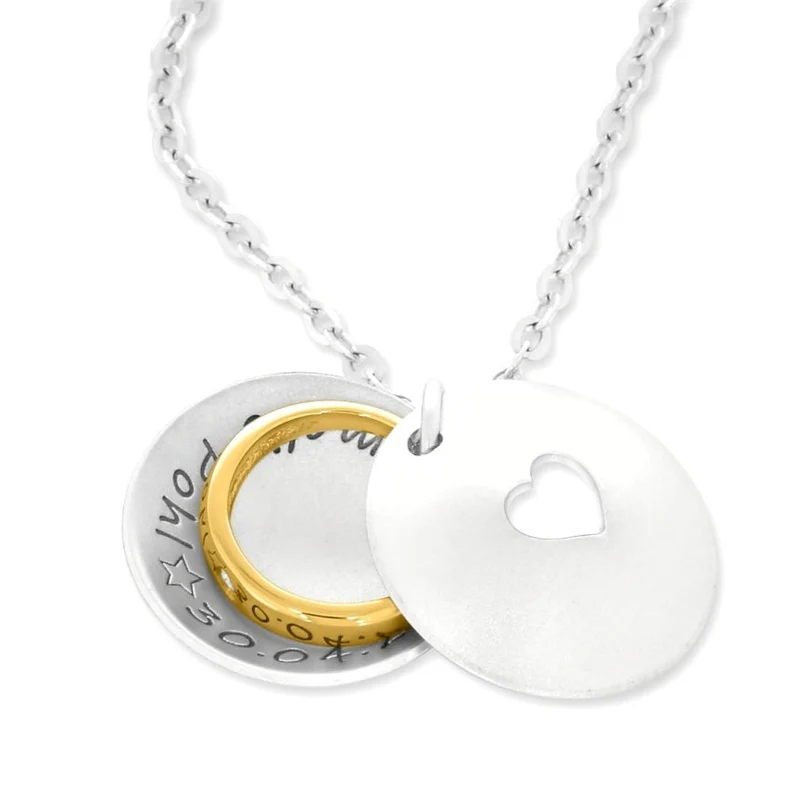 MEDAILLON MIT NAMEN 925 SILBER VERGOLDET TAUFSCHMUCK MIT HERZ TAUFKETTE TAUFRING