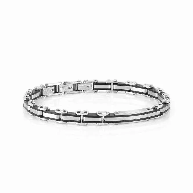 Strong Steel Plate Link Bracelet in Grey