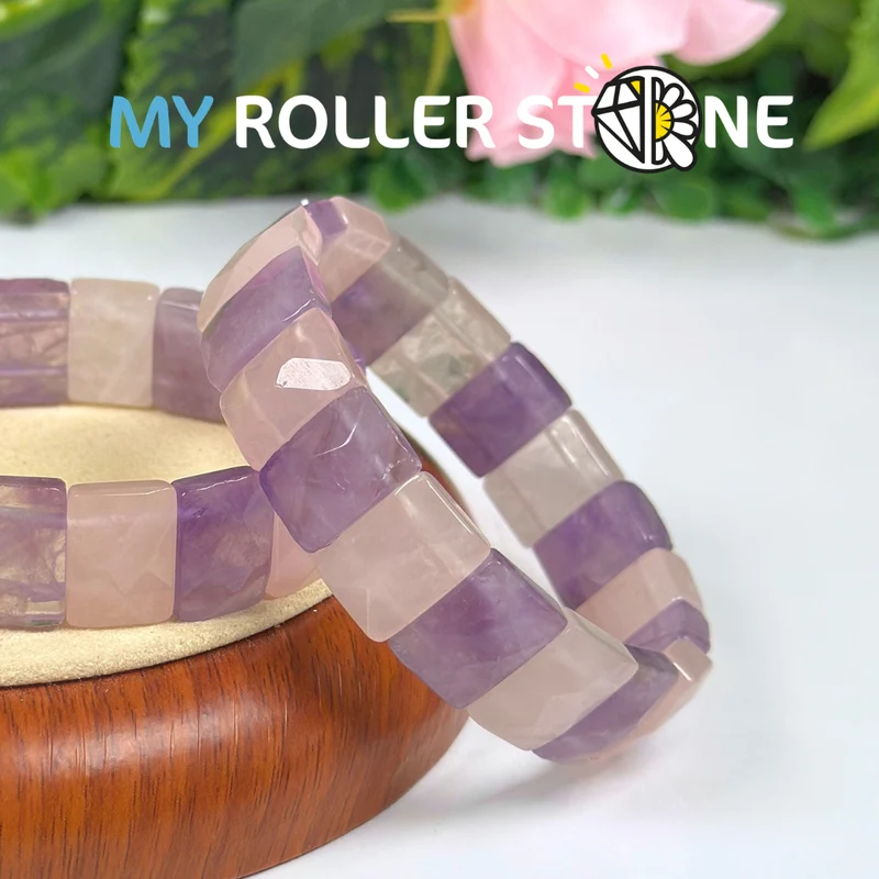 Armband aus Amethyst und Rosenquarz